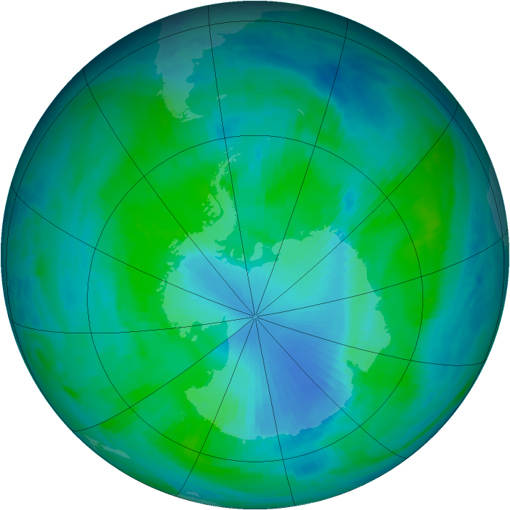Antarctic ozone map for 06 January 2000